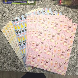 OCS Designs Kawaii Food 2-Pocket Folders Set of 12 Pink Blue Green